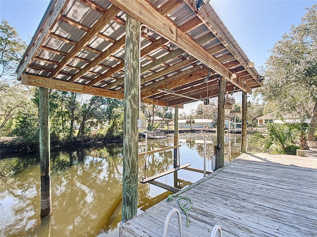 dock area featuring a water view