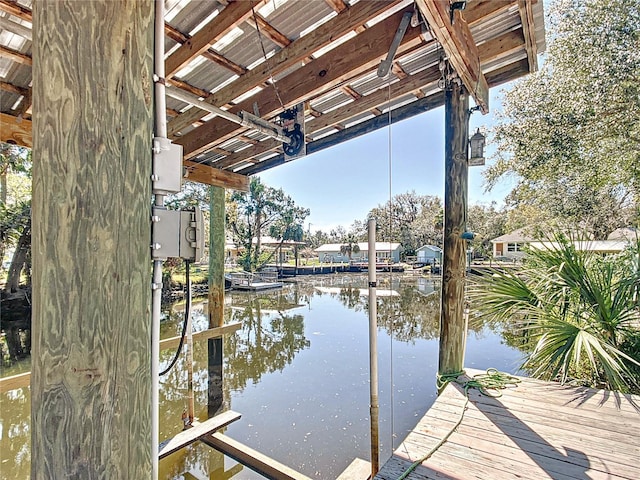 view of dock featuring a water view