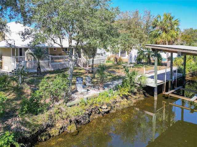 dock area featuring a water view