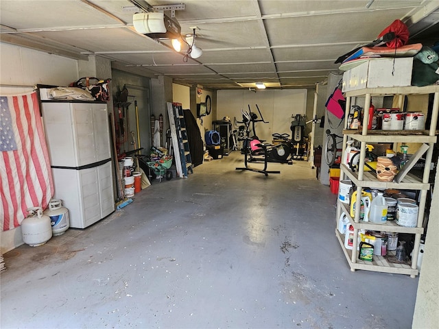 garage with a garage door opener