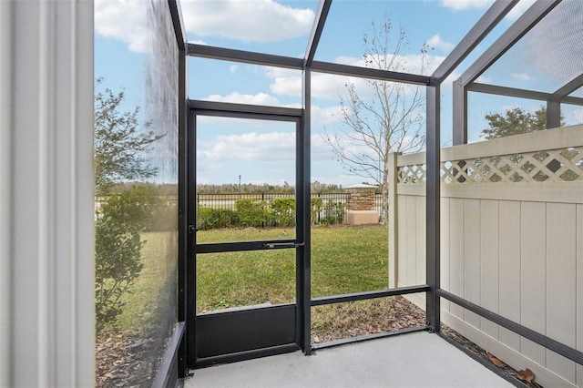 view of unfurnished sunroom