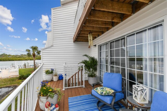 balcony with a water view