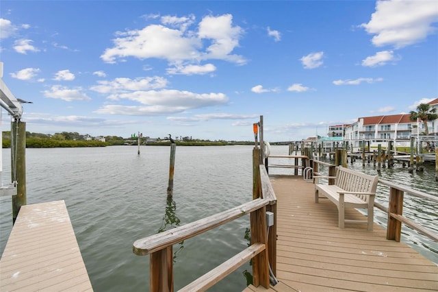 dock area featuring a water view