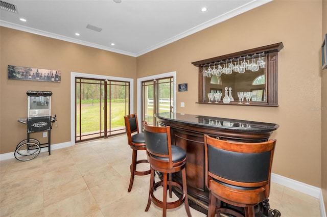 bar with crown molding