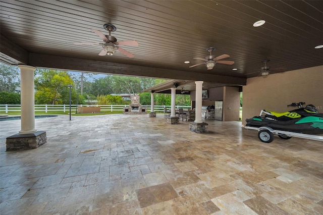 view of patio with ceiling fan