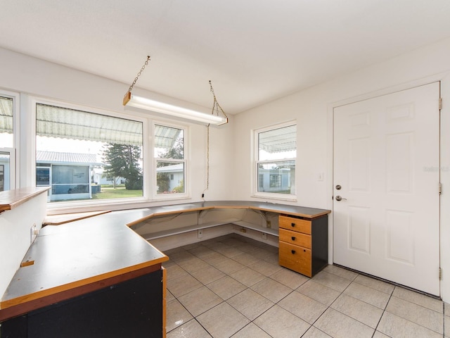 office area featuring light tile patterned floors