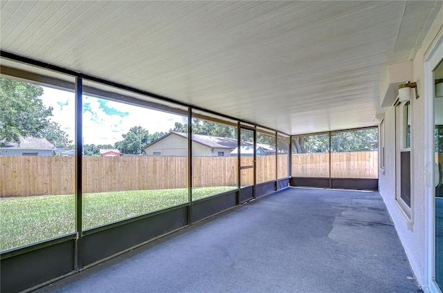 view of unfurnished sunroom