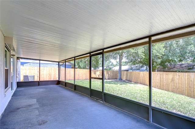 view of unfurnished sunroom