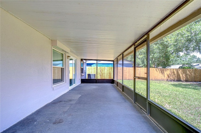 view of unfurnished sunroom