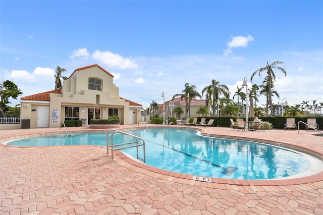 view of pool featuring a patio