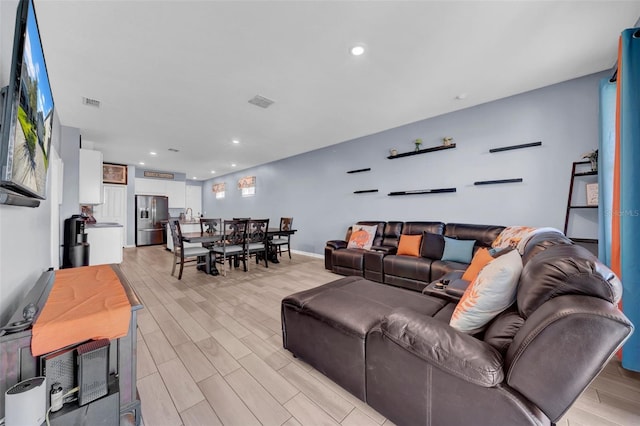 living room featuring light hardwood / wood-style floors