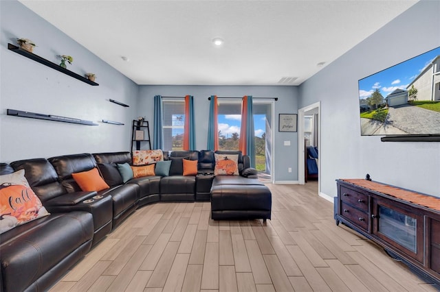 living room featuring light hardwood / wood-style floors