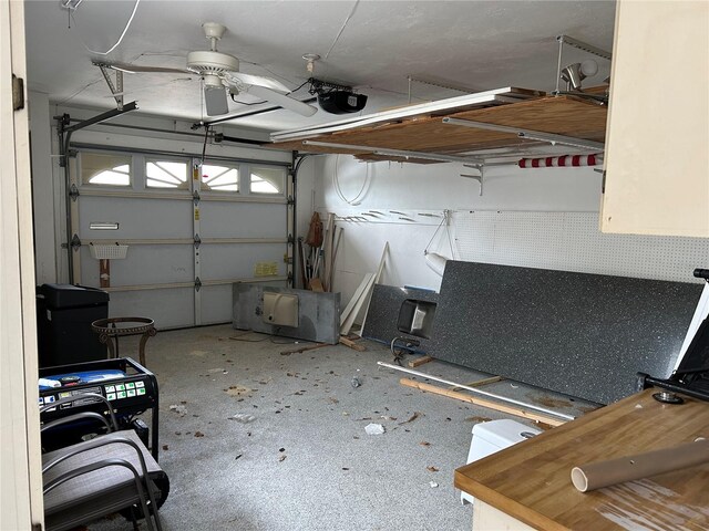 garage with a garage door opener