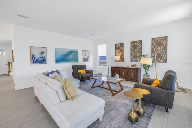 view of tiled living room