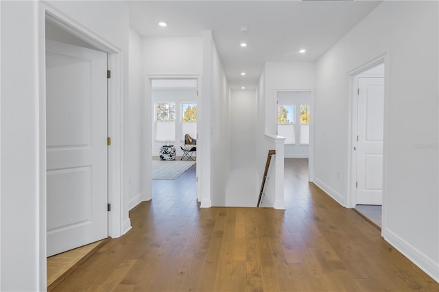 hall with light wood-type flooring