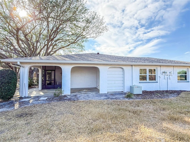 single story home with central AC unit