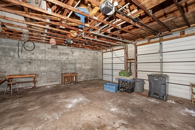 garage with a garage door opener