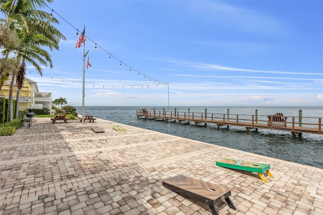 dock area featuring a water view