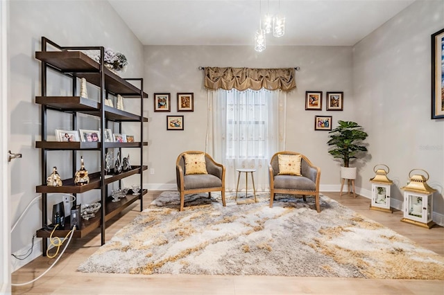 sitting room with light wood-type flooring