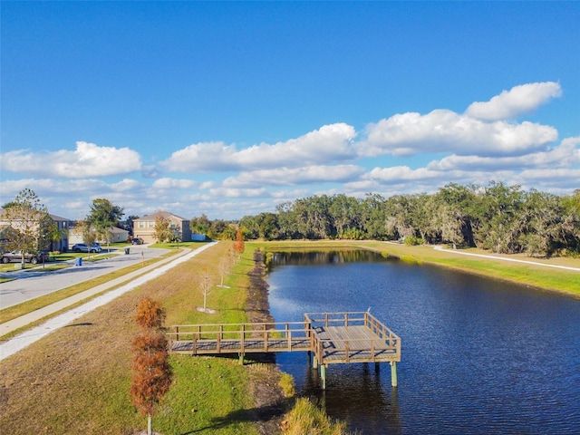 dock area featuring a water view