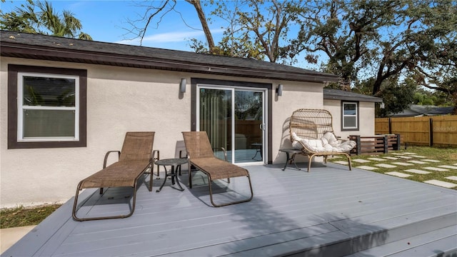 wooden deck featuring an outdoor living space