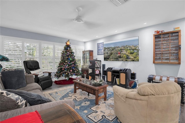 living room with wood-type flooring