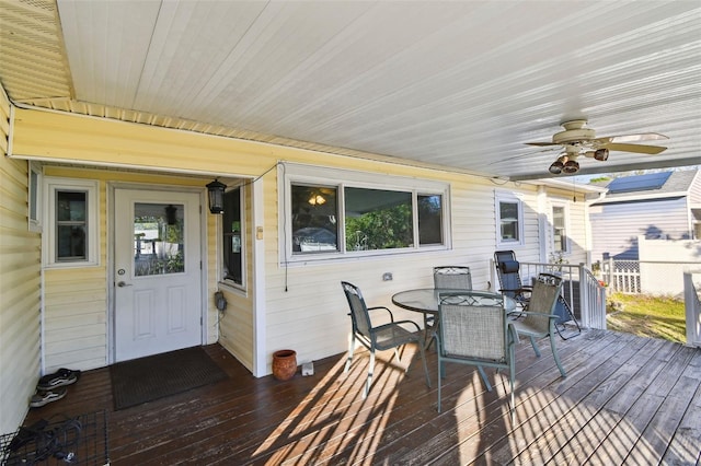 deck featuring ceiling fan