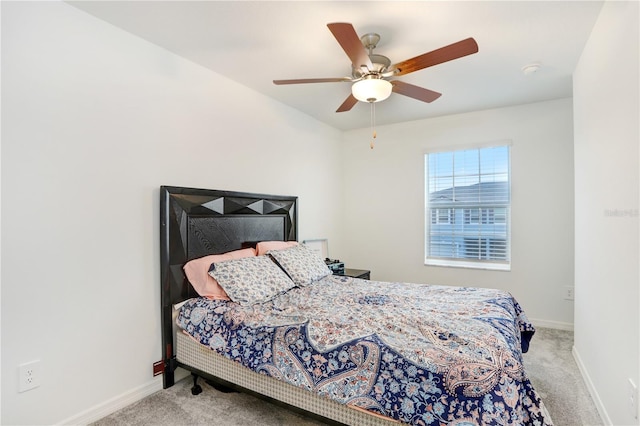 bedroom with carpet floors and ceiling fan