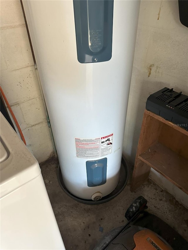 utility room with electric water heater