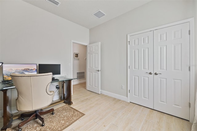 office featuring light hardwood / wood-style flooring