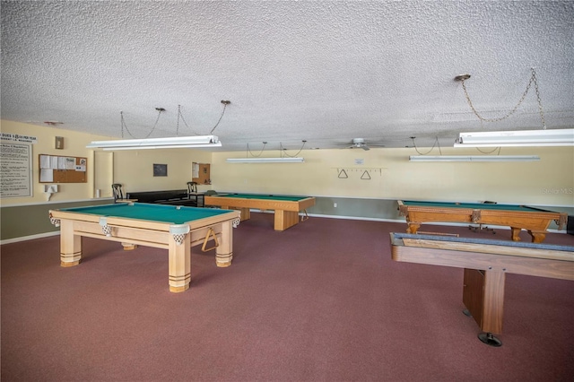 8174 Terrace Garden Dr N Unit 110, Saint Petersburg, FL 33709 - playroom with pool table, carpet floors, and a textured ceiling