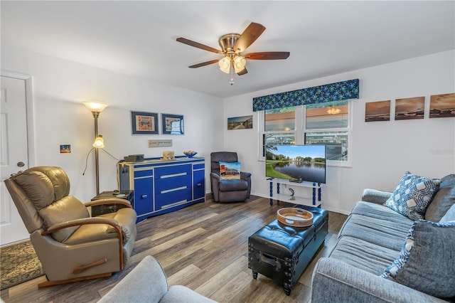 8174 Terrace Garden Dr N Unit 110, Saint Petersburg, FL 33709 - living room featuring ceiling fan and wood finished floors