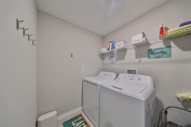 clothes washing area with independent washer and dryer