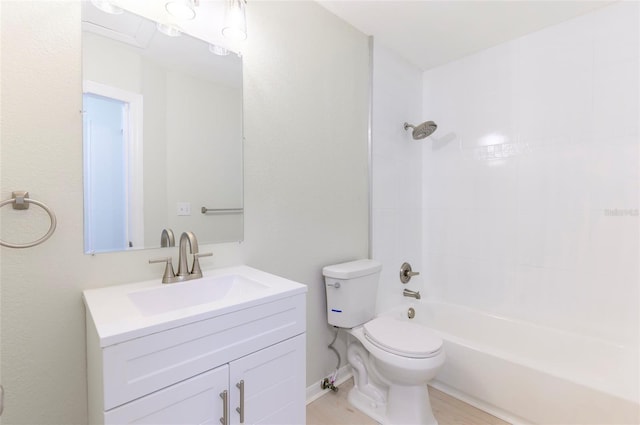 full bathroom featuring vanity, toilet, and bathing tub / shower combination