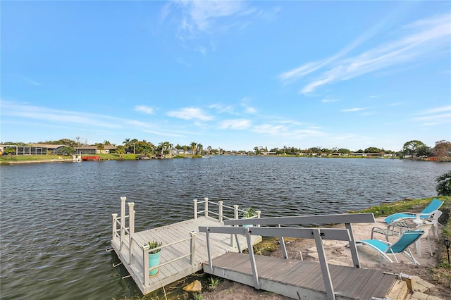 dock area featuring a water view