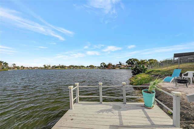 view of dock featuring a water view