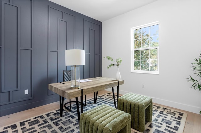 office space featuring light hardwood / wood-style floors