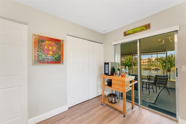 office area featuring light hardwood / wood-style flooring