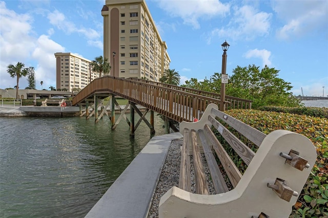 dock area featuring a water view