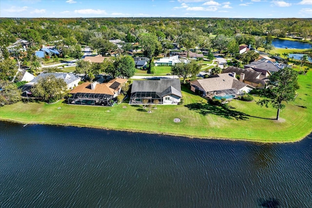 bird's eye view featuring a water view