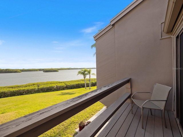 balcony with a water view