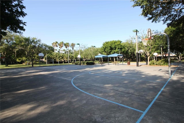 view of basketball court with a gazebo