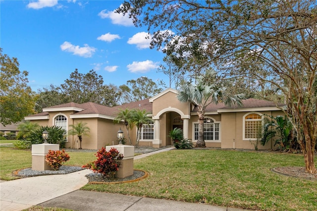 view of front facade with a front yard