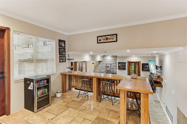 dining room with crown molding