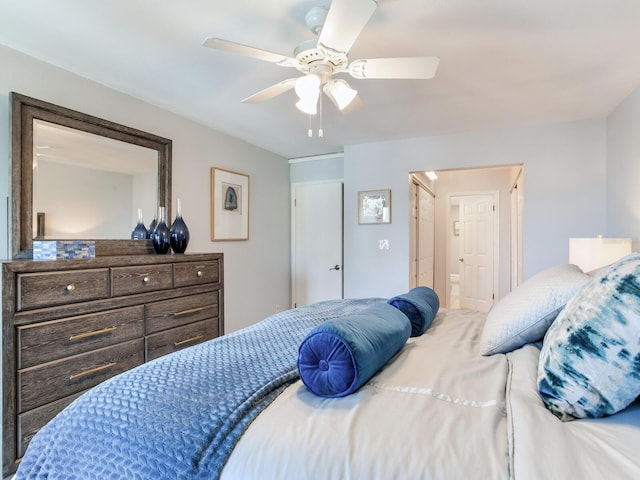 bedroom featuring ceiling fan