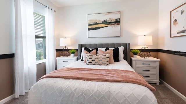 bedroom featuring carpet flooring and multiple windows