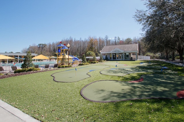 view of community with a playground