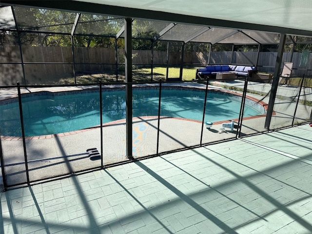 view of pool with an outdoor hangout area and a patio area