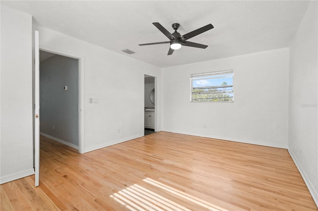 interior space featuring ceiling fan and light wood-type flooring