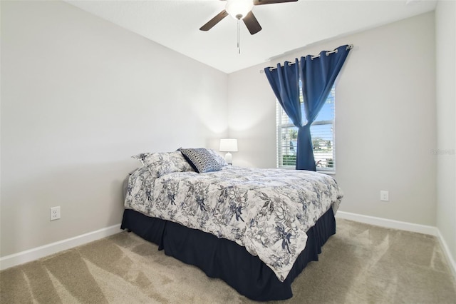 bedroom with carpet flooring and ceiling fan